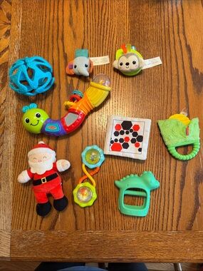 Assorted Baby Sensory Toy Bundle - Green/Blue/Multicolor